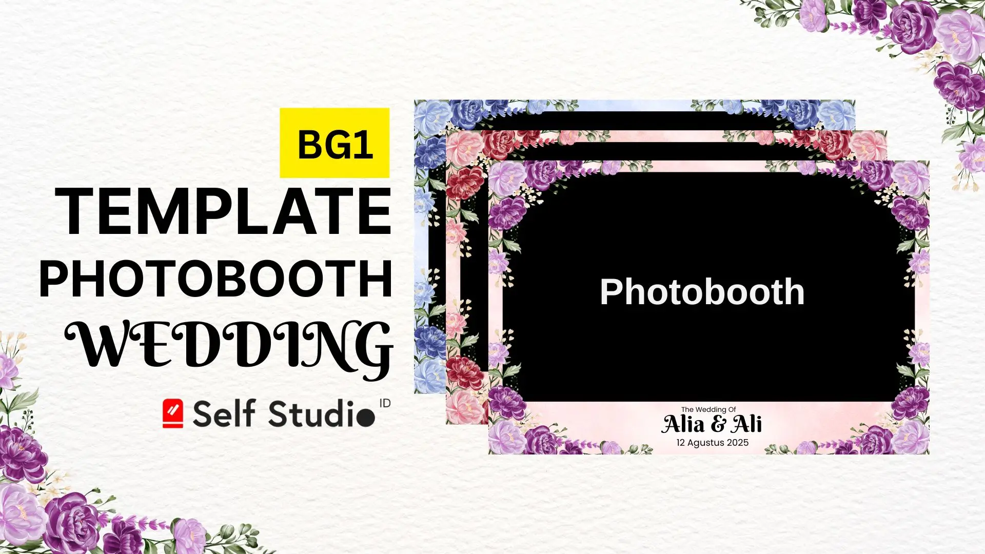 Template desain frame photobooth gratis acara pernikahan wedding